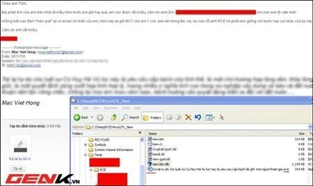 Một email chứa mã độc. (ảnh: Hvaonline.net).